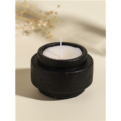 Свеча в подсвечнике вулканическом «Цилиндры», чёрная, 8.1×8.1×5.4 см