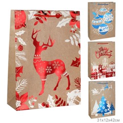 Пакет подарочный 31х42х12см Новый год / 6581ХL /уп 12/300/210 г