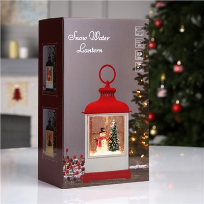 Светодиодная фигура «Фонарь с Дедом Морозом» 12×22.5×7.8 см, пластик, батарейки ААх3 (не в комплекте), USB, свечение тёплое белое