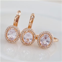 Комплект ювелирная бижутерия коллекция  "Дубай" серьги и кольцо 20 р, покрытие: позолота, вставка: фианиты, цвет: прозрачный, арт.213.784-20