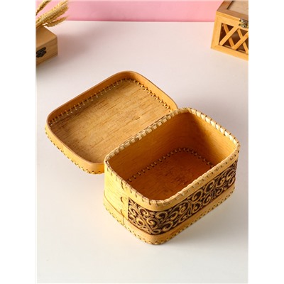 Хлебница-батонница с крышкой «Деревенька», 23×16×11 см, береста