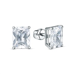 Серьги-пусеты из серебра с фианитами родированные 2-037р200