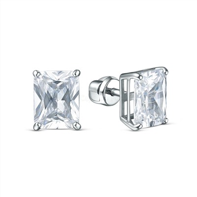 Кольцо из серебра с фианитом родированное - Прямоугольник 1-037р200