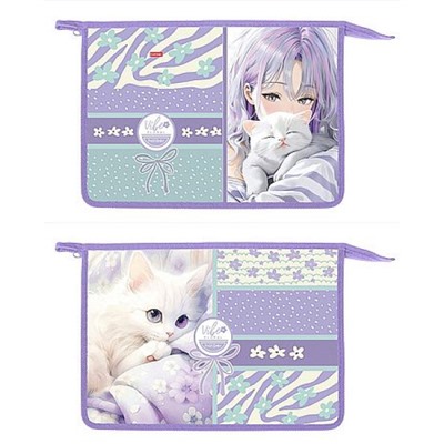 Папка для тетрадей А4 на молнии сверху пластиковая "Цветочный стиль" (094802) 03048 Хатбер