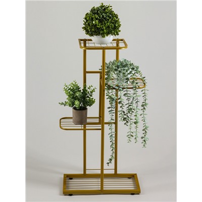 Подставка для цветов Greengo, 4 полки, 43×22×82 см, напольная, металл, цвет золотой