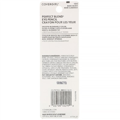 Covergirl, Perfect Blend, карандаш для бровей, оттенок 100 «Базовый черный», 0,85 г (0,03 унции)