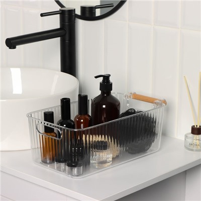 Контейнер для хранения с ручкой LaDо́m «Кристалл», 34×18.3×12 см, прозрачный