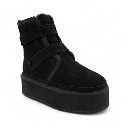 Ботинки из натуральной кожи на меху R-62A черные