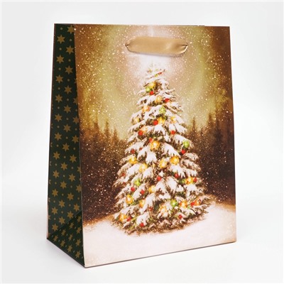 Пакет подарочный новогодний ламинированный «Ёлочка в лесу»,18×23×10 см