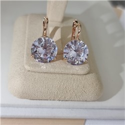 Серьги с кристаллом под Swarovski ювелирная бижутерия коллекция "Дубай" покрытие позолота, вставка: стекло, цвет: прозрачный, арт.414.678