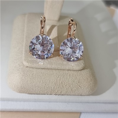 Серьги с кристаллом под Swarovski ювелирная бижутерия коллекция "Дубай" покрытие позолота, вставка: стекло, цвет: прозрачный, арт.414.678
