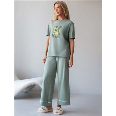 Футболка с принтом свободная эластичная из премиального хлопка