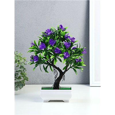 Бонсай искусственный в горшке «Деревце с тонкими листьями и цветами», 10×24 см, МИКС