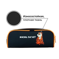 Пенал школьный, текстиль, 8×21×4 см«Тигр»