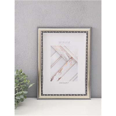 Фоторамка для фото 21×29.7 см (A4) «МИРАМ», пластик, серебро
