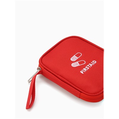 Косметичка-аптечка дорожная на молнии, с ручкой, маленькая, красная