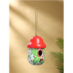 Подвесной декор «Скворечник-грибок», 22×15×15 см, дерево, красно-белый