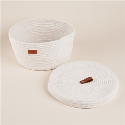 Корзина для хранения SL Home «Бэлл», плетёная, ручной работы, малая, 25×25×13.5 см, белая