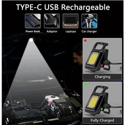 Портативный карманный фонарик, брелоки, мини- светодиодный рабочий фонарик, USB-перезаряжаемый фонарик, маленький штопор для кемпинга
