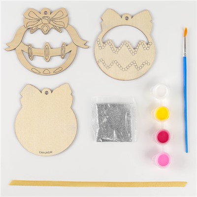 Ёлочная подвеска из дерева своими руками на новый год «Шар», набор для творчества