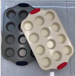 Форма для выпечки кексов и капкейков 12 ячеек ручки силикон / RSD-928 /уп 30/ 0.48/