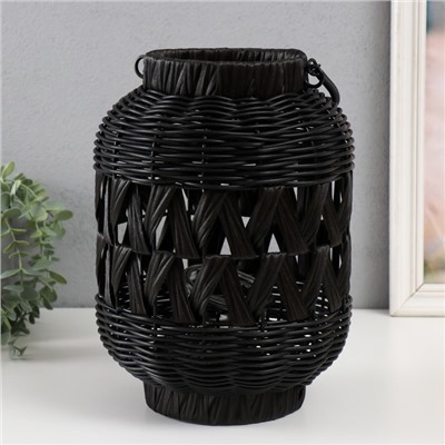 Подсвечник - фонарь на 1 свечу «Корзинка», пластик, чёрный, 30×21×21 см
