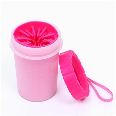 Лапомойка для средних собак с силиконовыми ворсинками 10×10×15 см, розовая