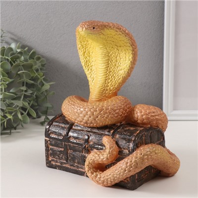 Фигурка гипс «Кобра на сундуке», 20×17×12 см, янтарный