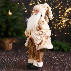 Дед Мороз под ёлку «Зимнее волшебство. Новогодняя игрушка в колпачке, с подарком», 47 см, бело-золотой