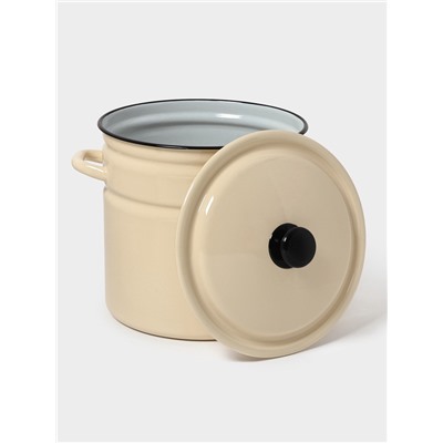 Кастрюля эмалированная, 12 л, d=26.6 см, с крышкой, цилиндрическая, цвет слоновой кости