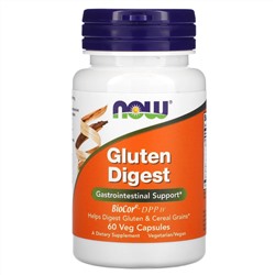 Now Foods, Gluten Digest, добавка для переваривания глютена, 60 растительных капсул