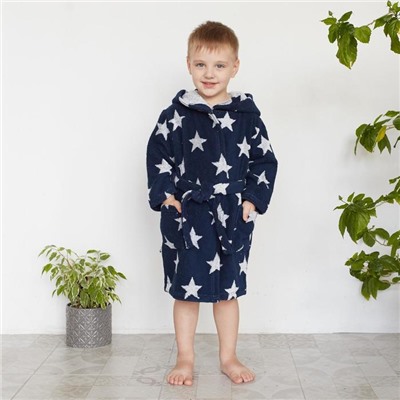 Халат махровый детский «Крошка Я. Звездочки», размер 28, синий