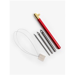 Иглы для вышивания, для ковровой техники, 3 шт., с держателем, d=2.5/3.5/5 мм, цвет красный