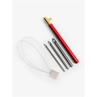 Иглы для вышивания, для ковровой техники, 3 шт., с держателем, d=2.5/3.5/5 мм, цвет красный