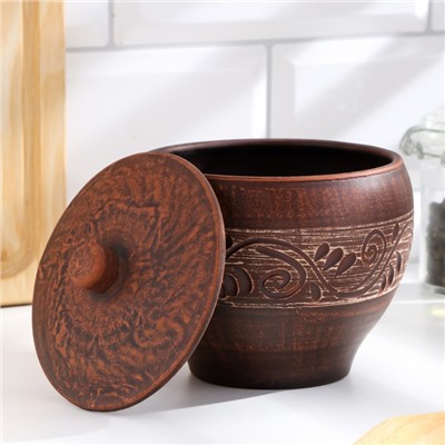 Горшок для жаркого «Ангоб», 700 мл, красная глина