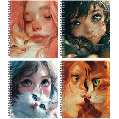 Тетрадь  48л клетка на спирали "Anime cats" 3458-48 Полином