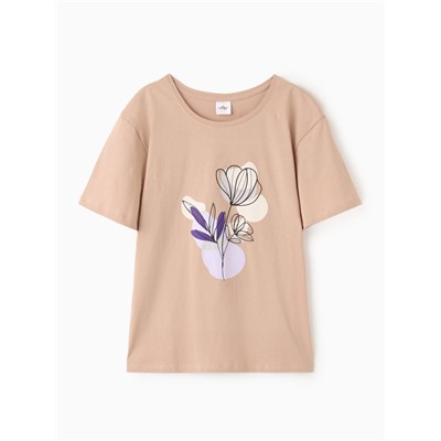 Футболка женская Ohana market, бежевая, размер 46