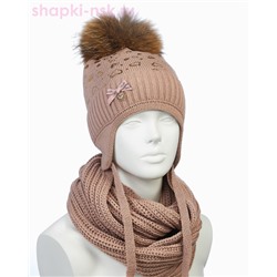 02-54-S (E) Комплект для девочки (шапка+снуд) (50-52)