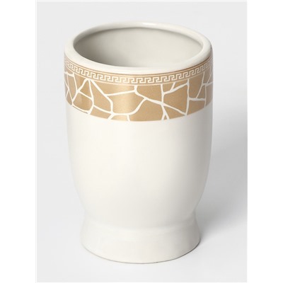 Аксессуары для ванной Доляна «Мрамор», 3 предмета, дозатор с подставкой 550 мл, 2 стакана, белые