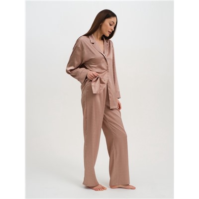 Пижама женская (рубашка, брюки) KAFTAN «Треугольники», бежевая, размер 40-42