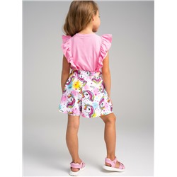 Комплект трикотажный для девочек: фуфайка (футболка), шорты