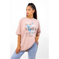 Модная футболка с цветами оверсайз, арт.2803