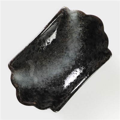 Салатник Magistro «Ночной дождь», 13×8×4.5 см, фарфор, чёрный