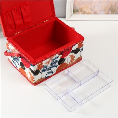 Шкатулка для рукоделия и шитья «Тропические листья», хранение ниток, иголок, мелочи, 19×26×14.5 см