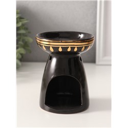 Аромалампа для эфирных масел «Индийский слон», керамика, чёрная с золотом, 9.3×9.3×11.8 см