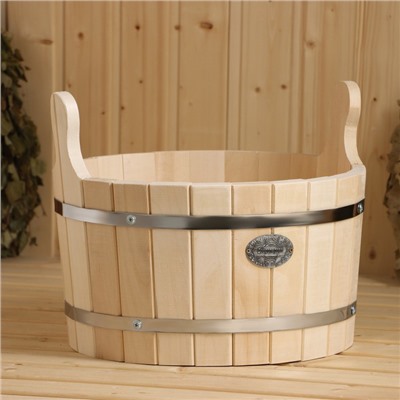 Шайка для бани и сауны, 15 л, липа, нержавеющий обруч, «Добропаровъ»
