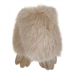 Утепленные женские перчатки с мехом , цвет  бежевый