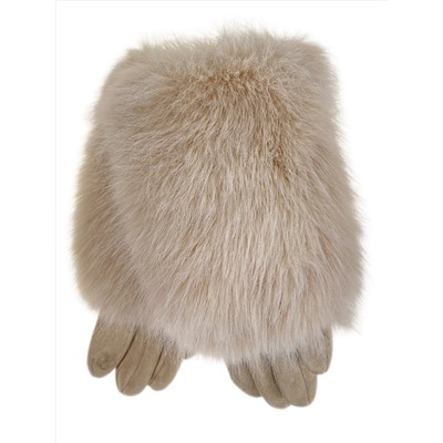 Утепленные женские перчатки с мехом , цвет  бежевый