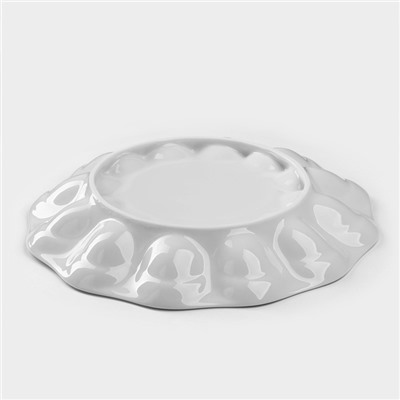 Блюдо для подачи яиц Добрушский завод «Белье», d=22 см, на 12 яиц и кулич, фарфор, белое