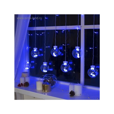 Гирлянда «Бахрома» 2.4×0.7 м с насадками «Шарики», IP20, прозрачная нить, 108 LED, свечение синее, 8 режимов, 220 В